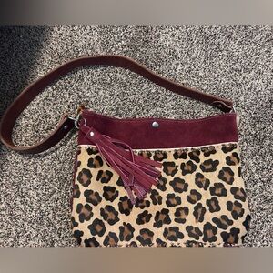 Leopard Print Crossbody Bag with Tassel